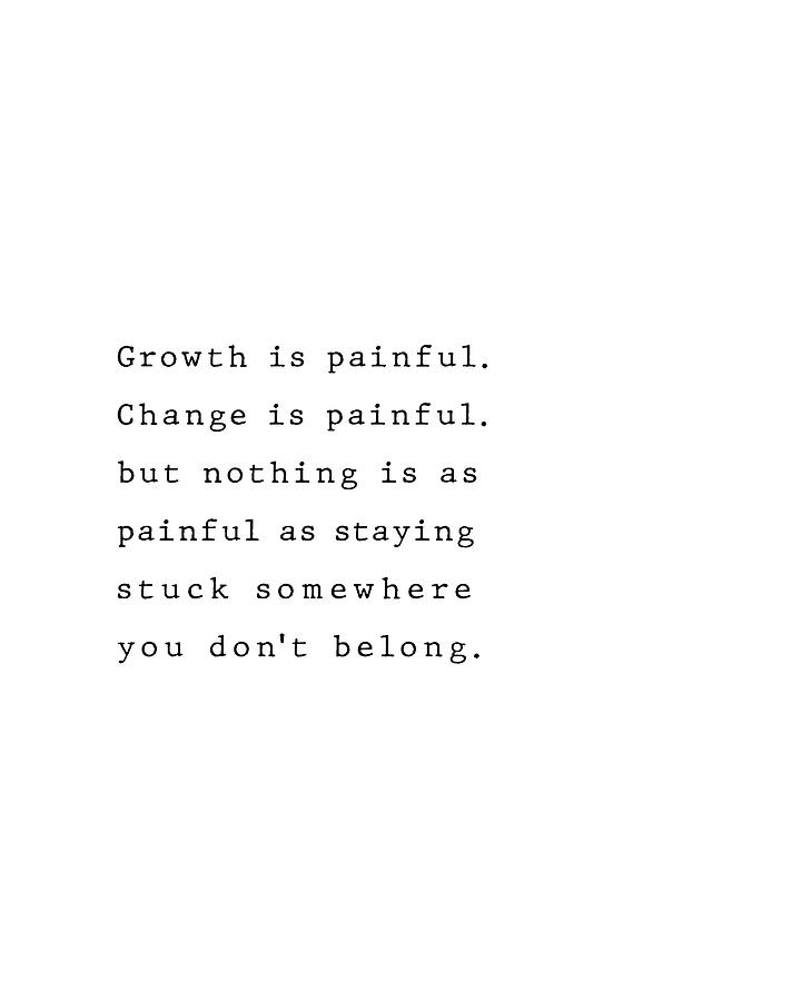 Growth Is Painful 01 - Minimal Typography - Literature Print - White Digital Art