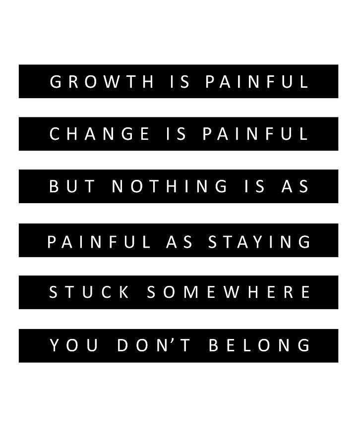 Growth Is Painful 03 - Minimal Typography - Literature Print  - White Digital Art