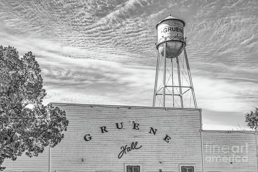 Gruene Hall and Water Tower B W Photograph by Bee Creek Photography ...