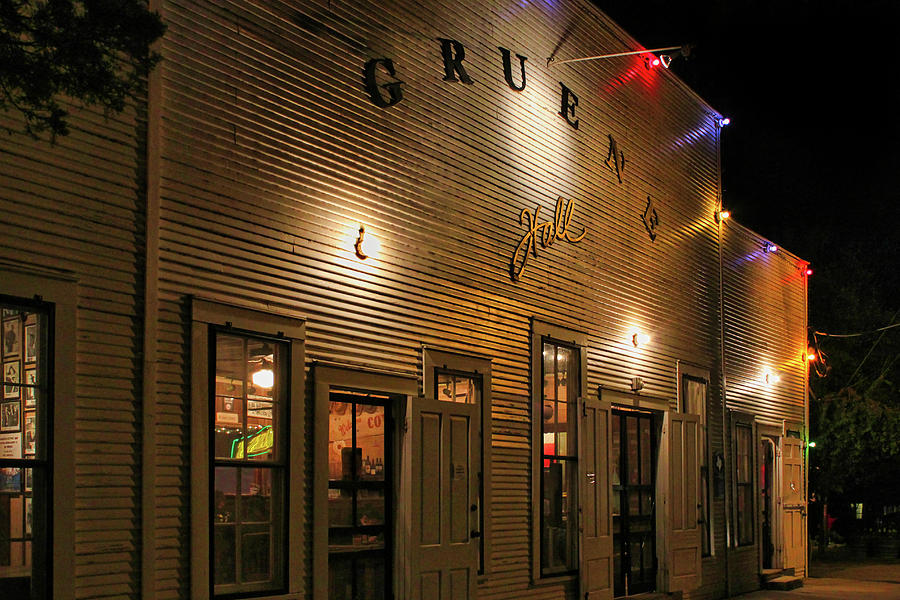 Gruene Hall at Night Photograph by Judy Vincent