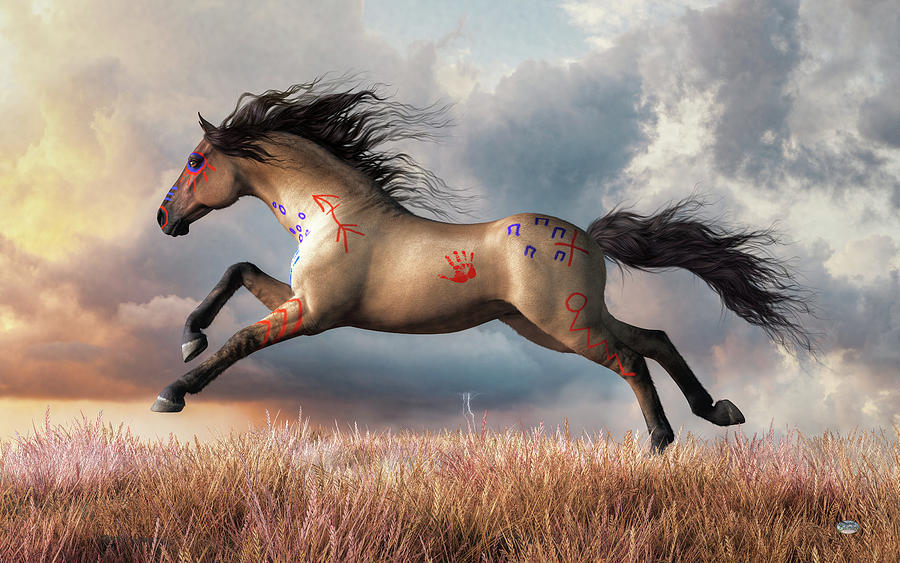 Grullo War Horse Digital Art by Daniel Eskridge
