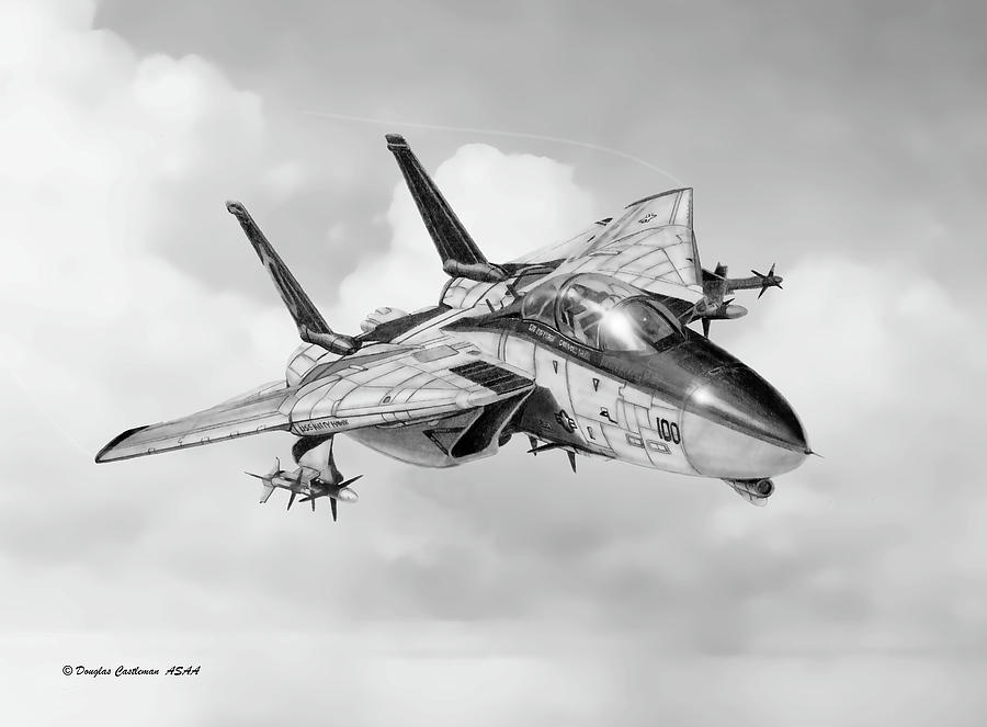 Grumman F-14 Tomcat Drawing by Douglas Castleman
