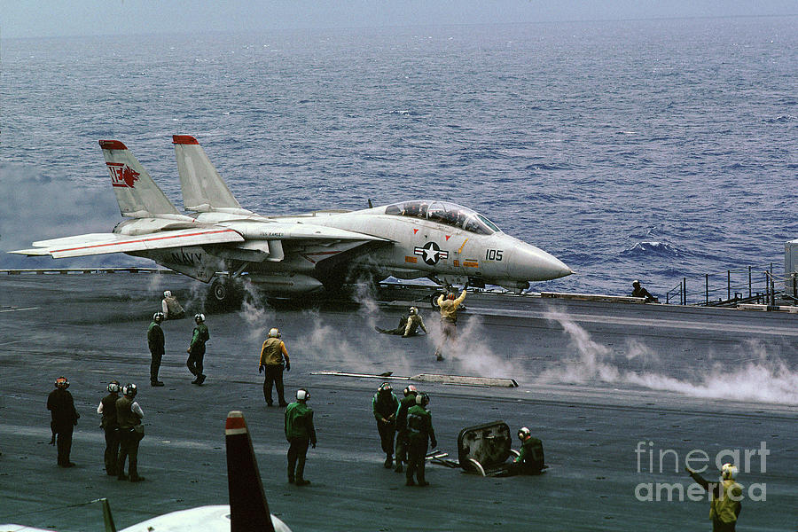 Grumman F-14 Tomcat Prepares for Catapult Launch Photograph by Wernher ...