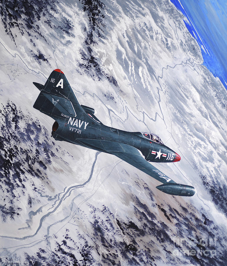 Grumman F9F-2B Panther Painting by Steve Ferguson