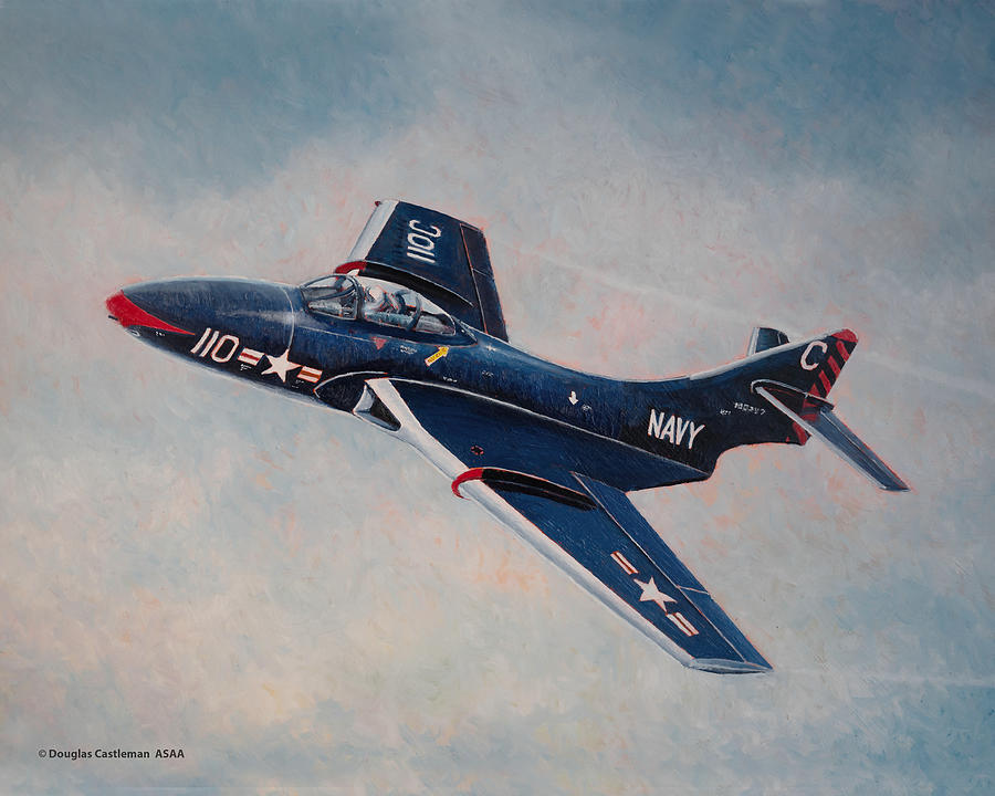 Grumman F9F-7 Cougar Painting by Douglas Castleman