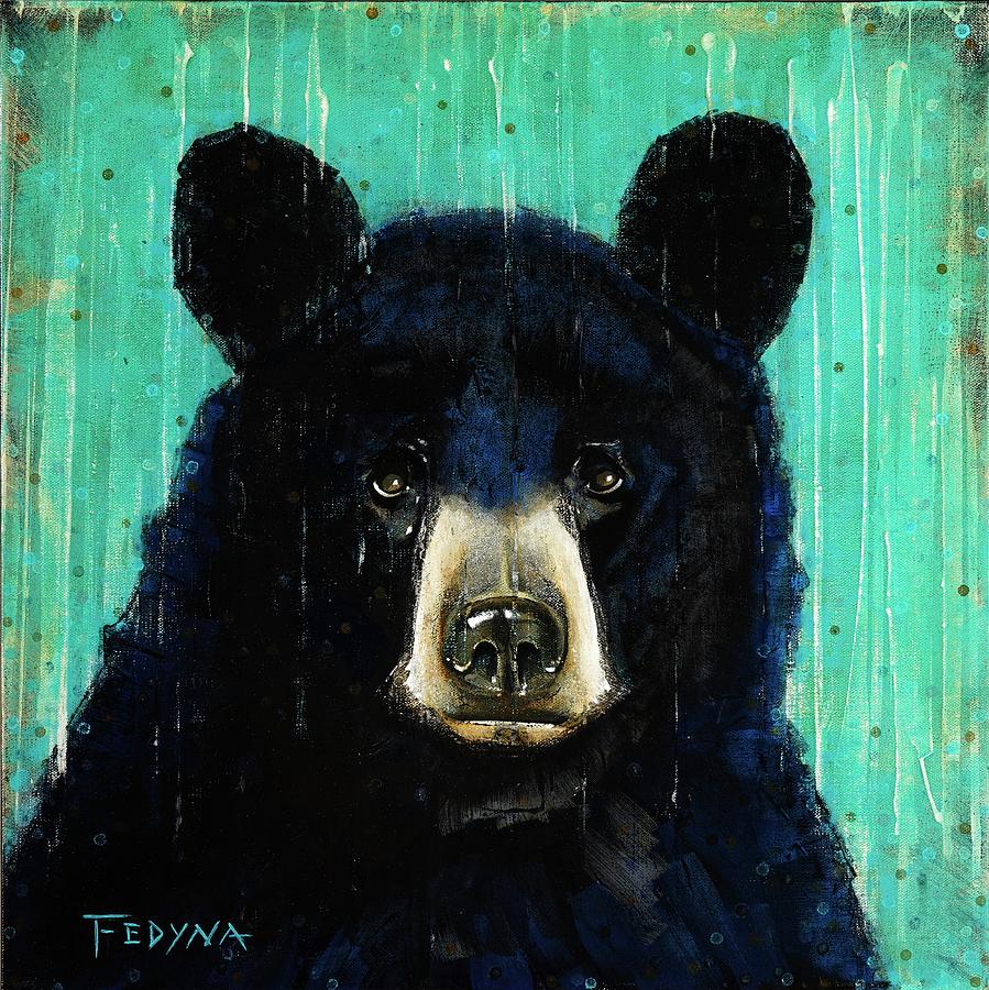 Black Bear Painting - Grumpy by Ric Fedyna
