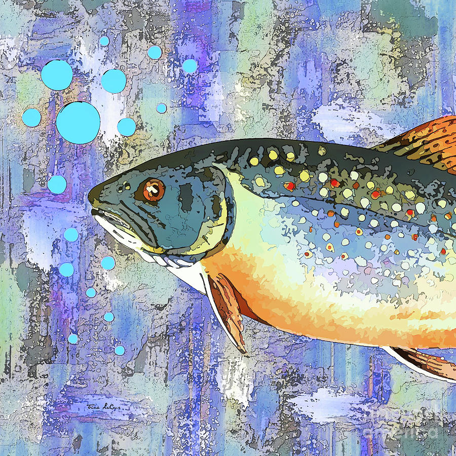 Trout Painting - Grumpy Trout by Tina LeCour