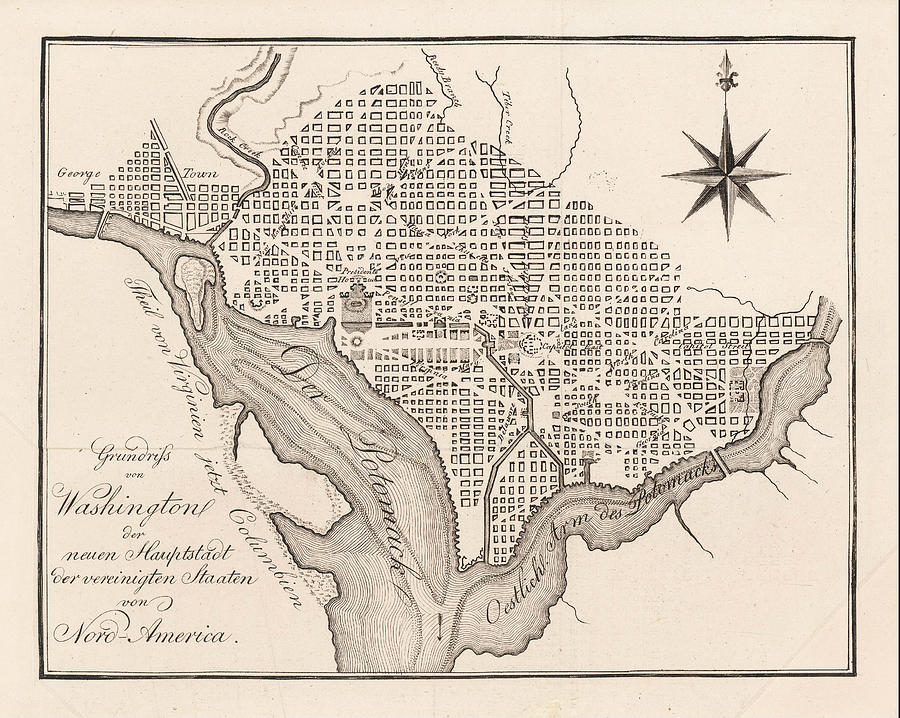 Map Painting - Grundriss von Washington der neuen Haptstadt der Vereinigten Staaten von Nord America Leipzig       by Eberhard August Wilhelm von Zimmermann