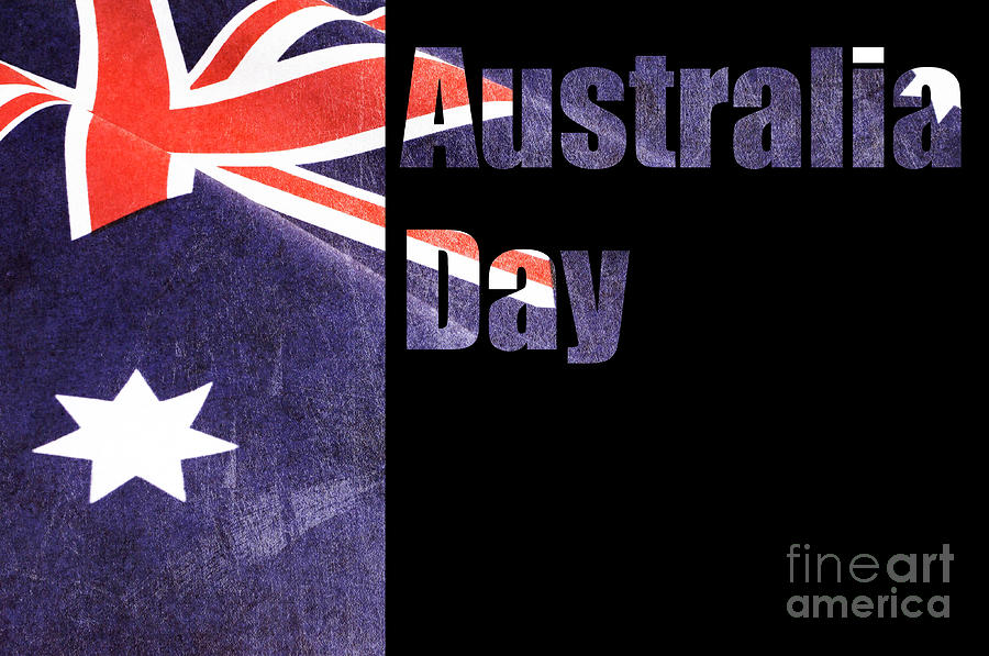 Grunge distressed aged old Australian flag for Australia Day. Photograph by Milleflore Images