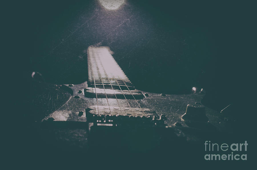 Grunge Guitar Black and White Abstract Still Life Photograph Digital Art by PIPA Fine Art - Simply Solid