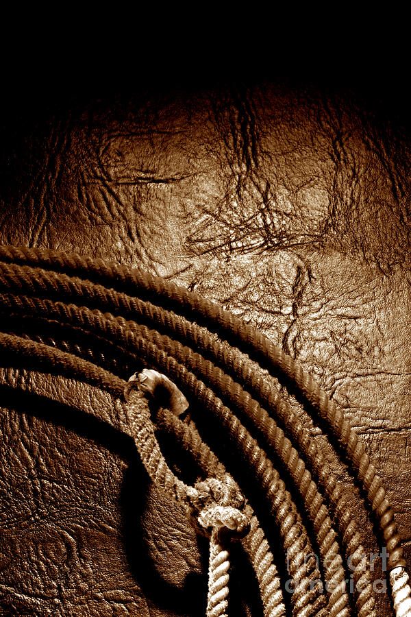 Grunge Lasso on Leather - Original Photograph by American West Legend Grunge Lasso on Leather - Original Photograph by American West Legend