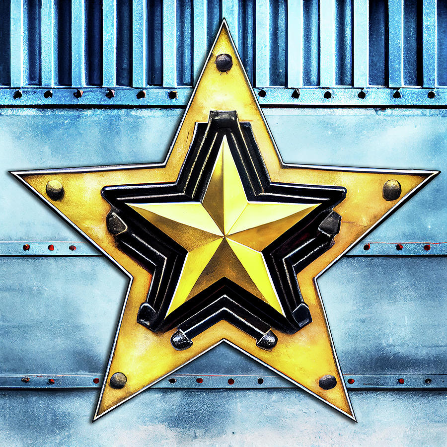 Grunge Metal Gold Star Digital Art by Mark Tisdale