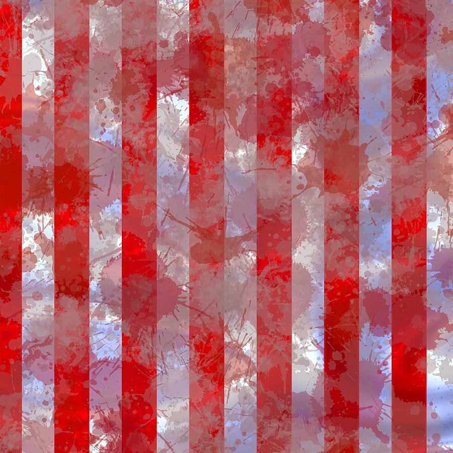 Grunge Red And White Stripes Digital Art
