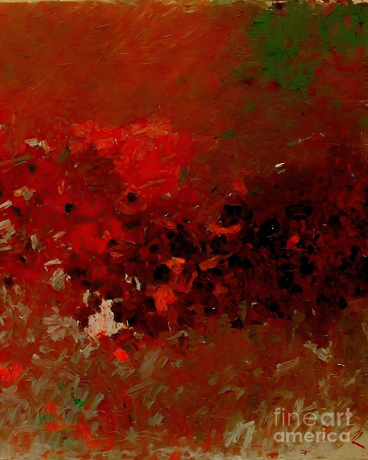 Vintage Painting - Grunge Texture Red Pattern Abstract Art Painting by N Akkash