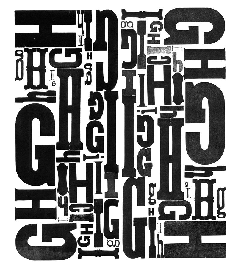 Grunge Wood Type Letters G H I Photograph by Kjohansen