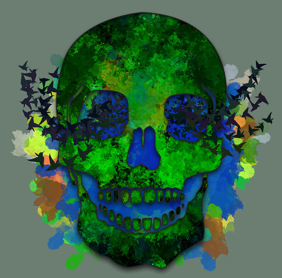 Grungy Green Skull Face Digital Art by Britt Meadows | Fine Art America