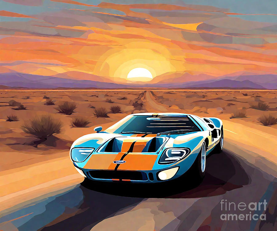 GT40 Supercar Heritage Ford GT40 Classic Drawing by Destiney Sullivan ...