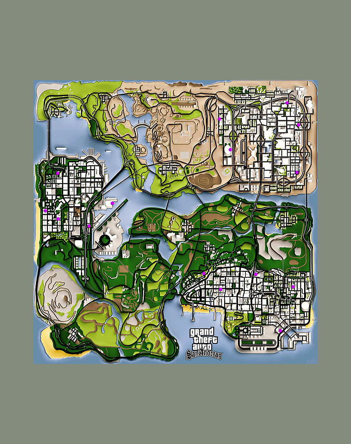 Gta San Andreas Map Digital Art by Katelyn Smith - Fine Art America