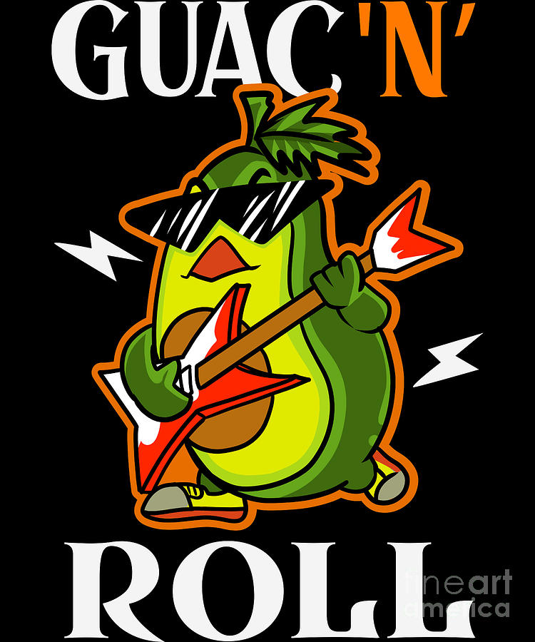 Guac N Roll Music Lover Holy Guacamole Funny Avocado print Digital Art