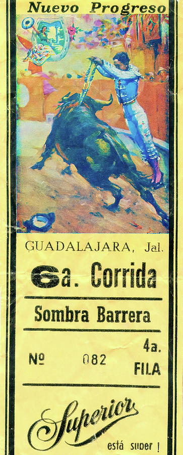Guadalajara Bullfight Ticket Photograph by Jerry Griffin