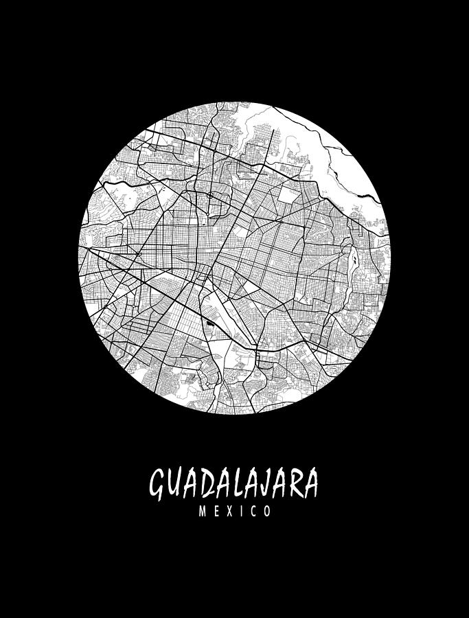 Guadalajara Mexico City Map - Full Moon Digital Art by Lotus Leafal ...