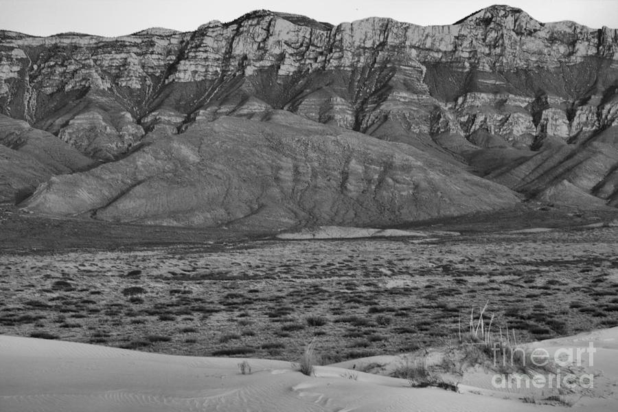 Guadalupe Mountains Sunset Glow Black And White Photograph by Adam Jewell