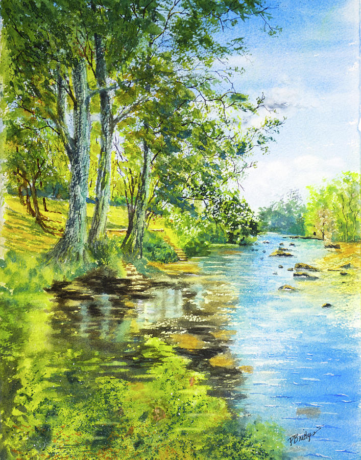 Guadalupe Reflections Kerrville Texas Painting by Paula Bridges - Fine ...