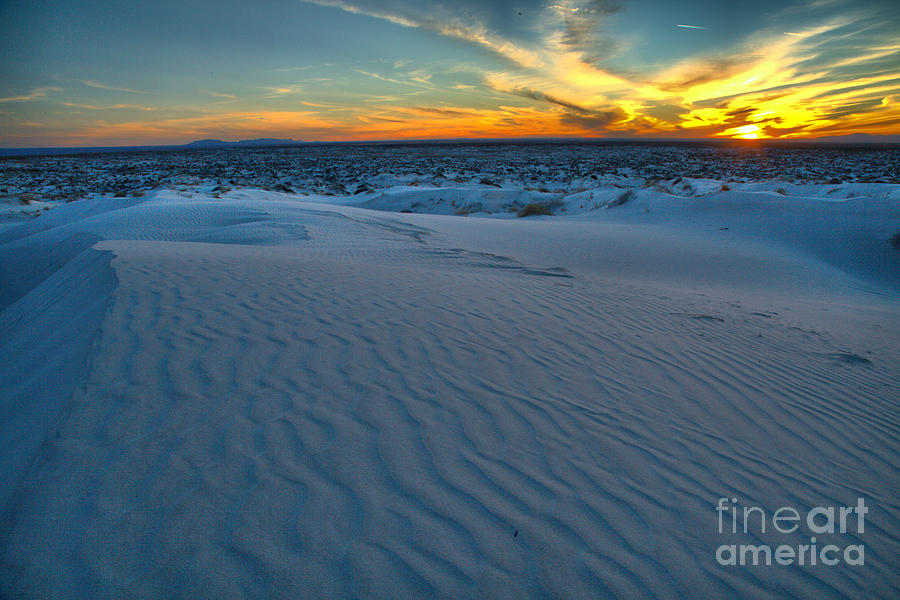 Guadalupe Salt Basin Dunes Fiery Sunset Photograph by Adam Jewell