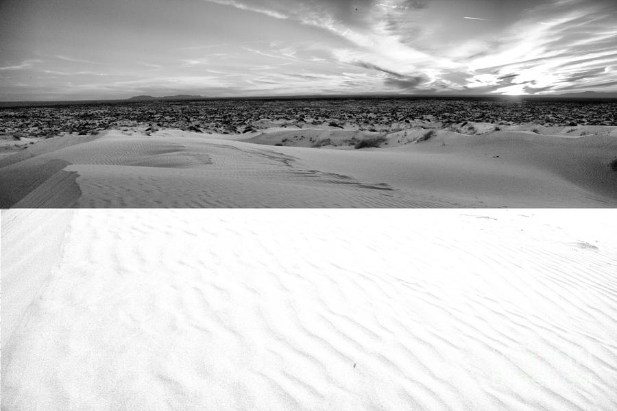 Guadalupe Salt Basin Dunes Fiery Sunset Black And White Photograph by Adam Jewell