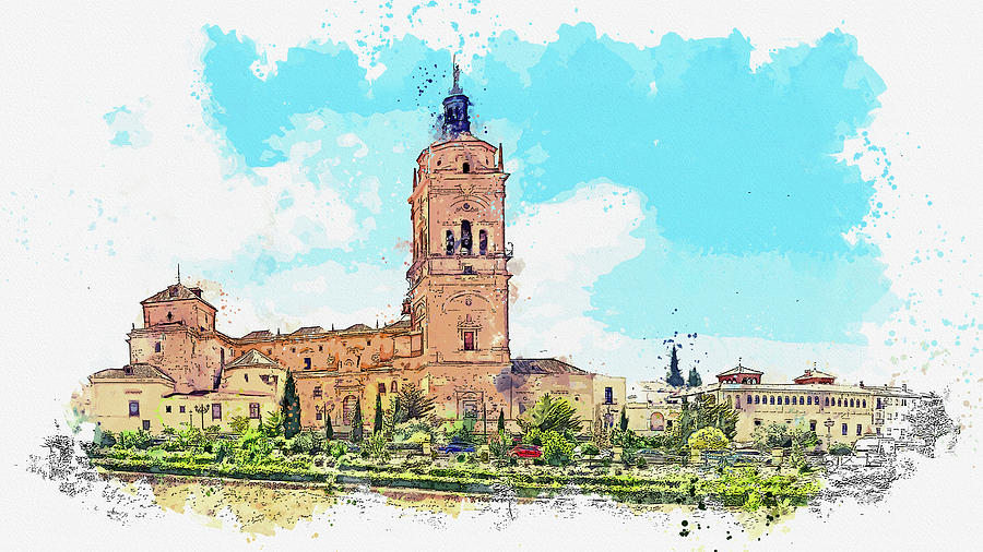 Guadix Cathedral, ca 2021 by Ahmet Asar, Asar Studios Painting by Celestial Images