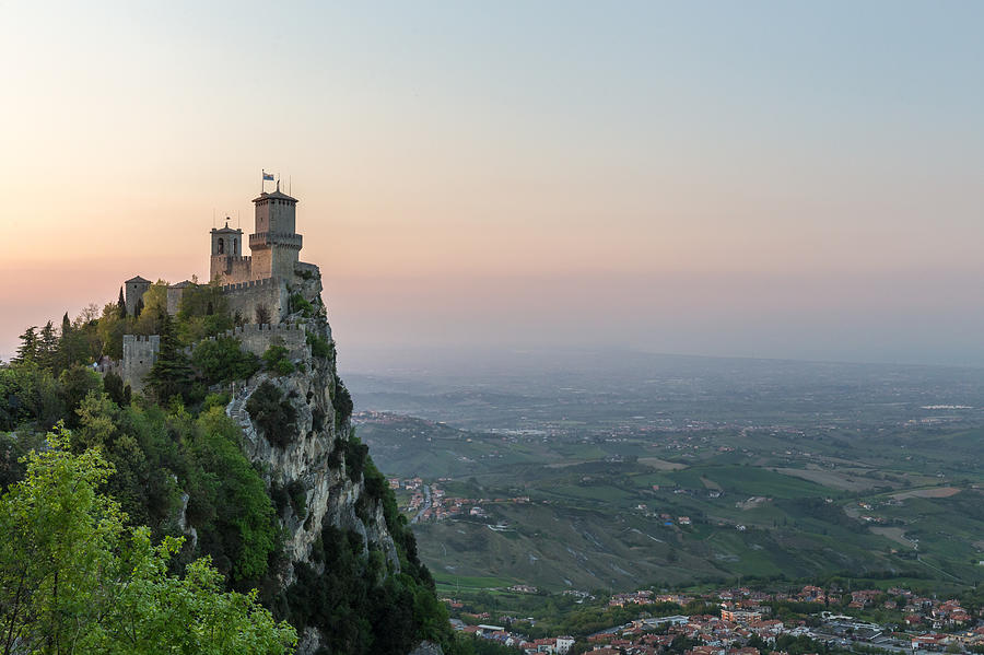 Guaita fortress in San Marino at sunset Photograph by Photo by Hanneke Luijting