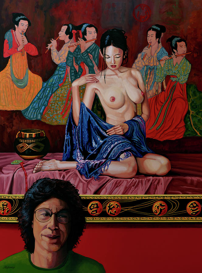Celebrity Painting - Guan Zeju Painting by Paul Meijering