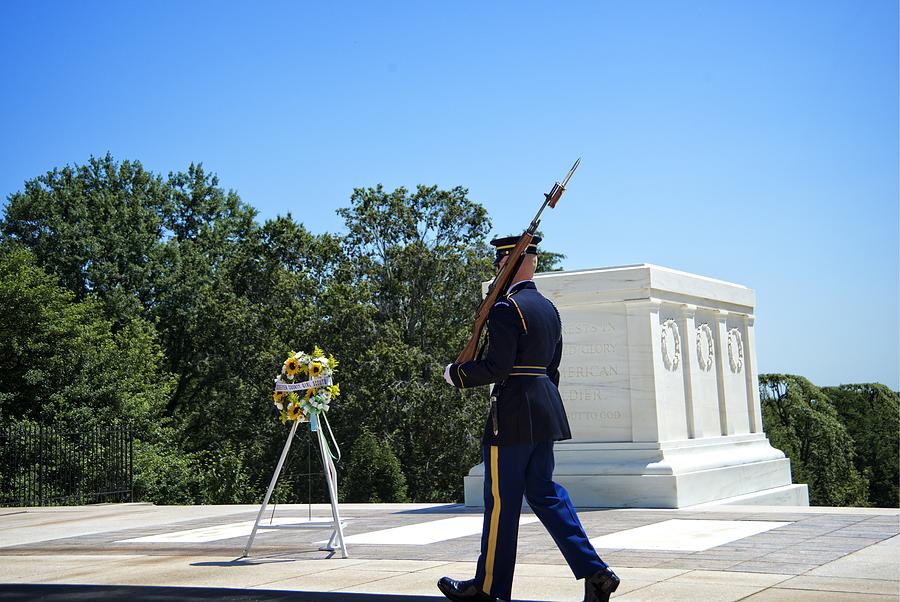Guard walking by the tomb of the unknown soldier Photograph by Juan Camilo Bernal