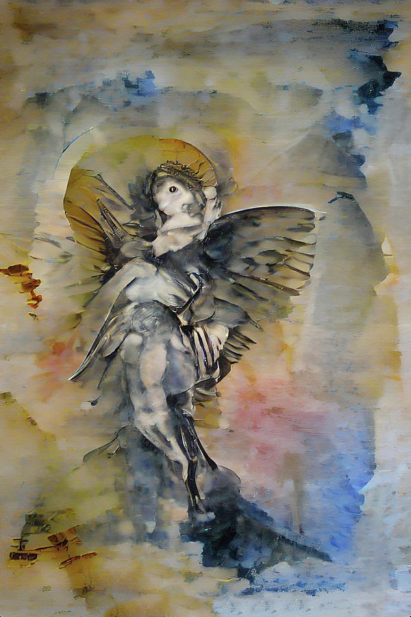 Guardian Angel Abstract Watercolor Painting by David Dehner