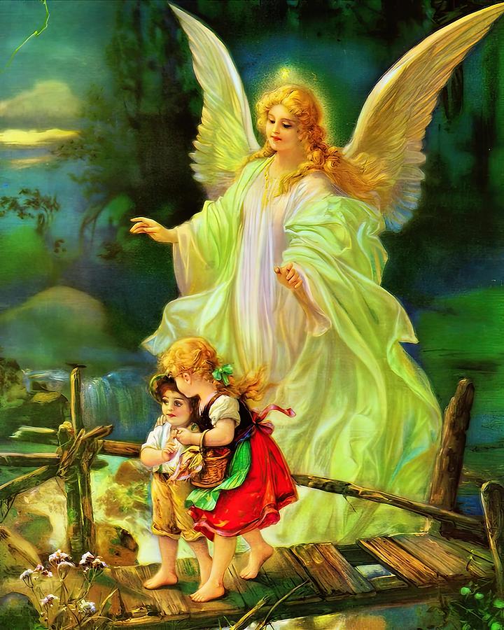 Guardian Angel and Children on the Bridge Painting by Anthony Davies ...