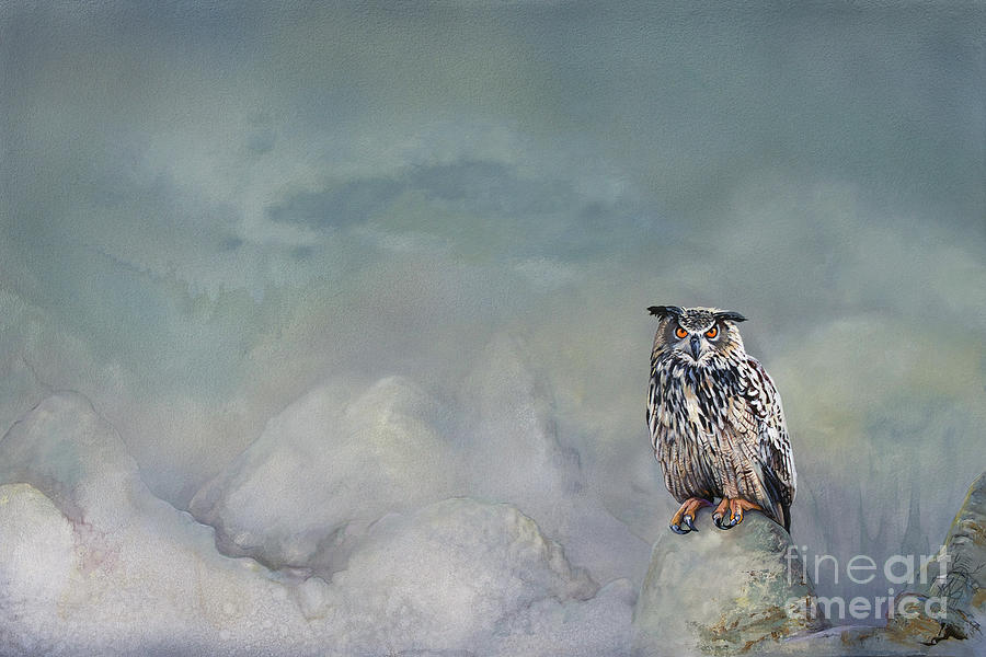 Owl Painting - Guardian by J W Baker