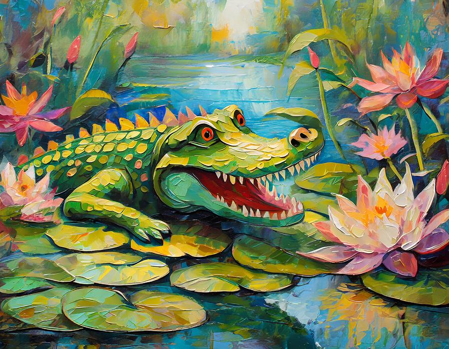 Guardian of the Lily Pond Mixed Media by Susan Rydberg