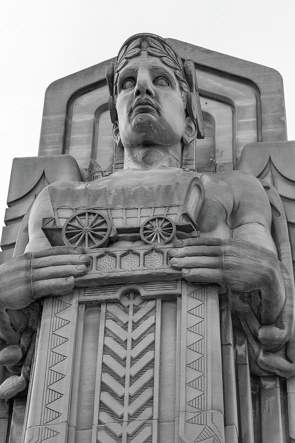Guardian Of Traffic Covered Wagon BW Photograph by Dale Kincaid