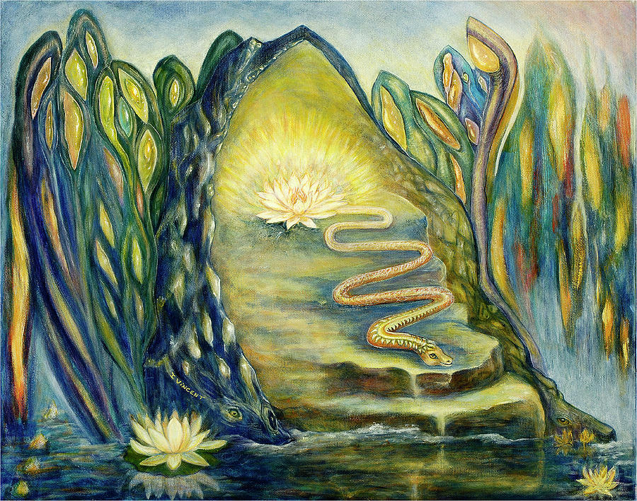 Guardians of the Lotus Painting by Irene Vincent