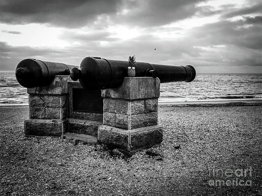 Guarding the beach - Black and White Photograph by Victory Designs