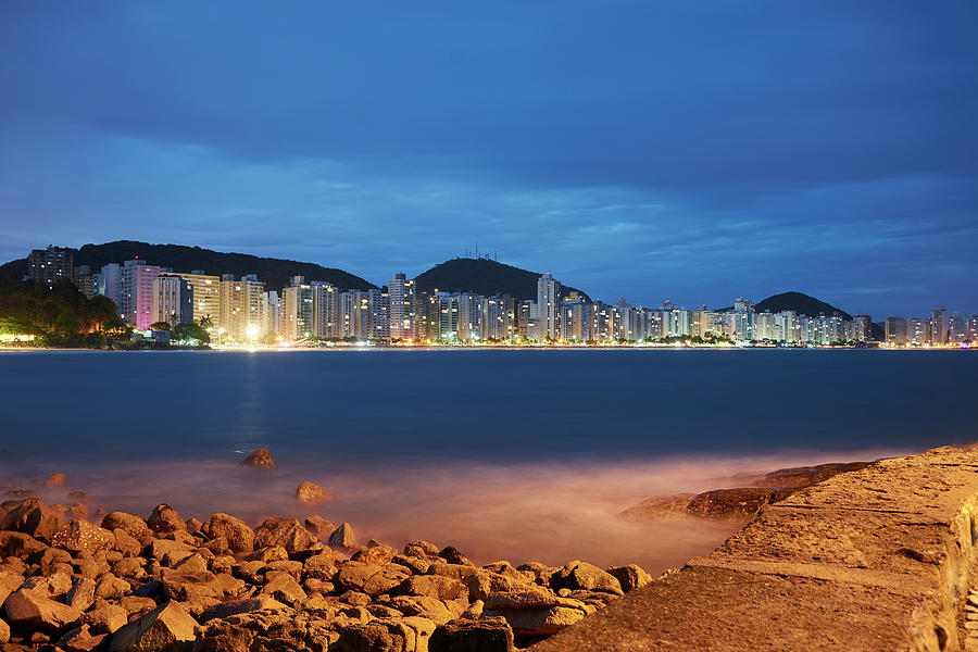 Guaruja, Pitangueiras beach at night. Photograph by Aurelio Scetta ...