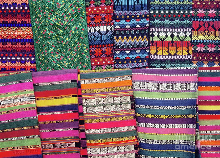 colorful textiles photos - Guatemala Textile Display II Photograph by Sharon Hudson