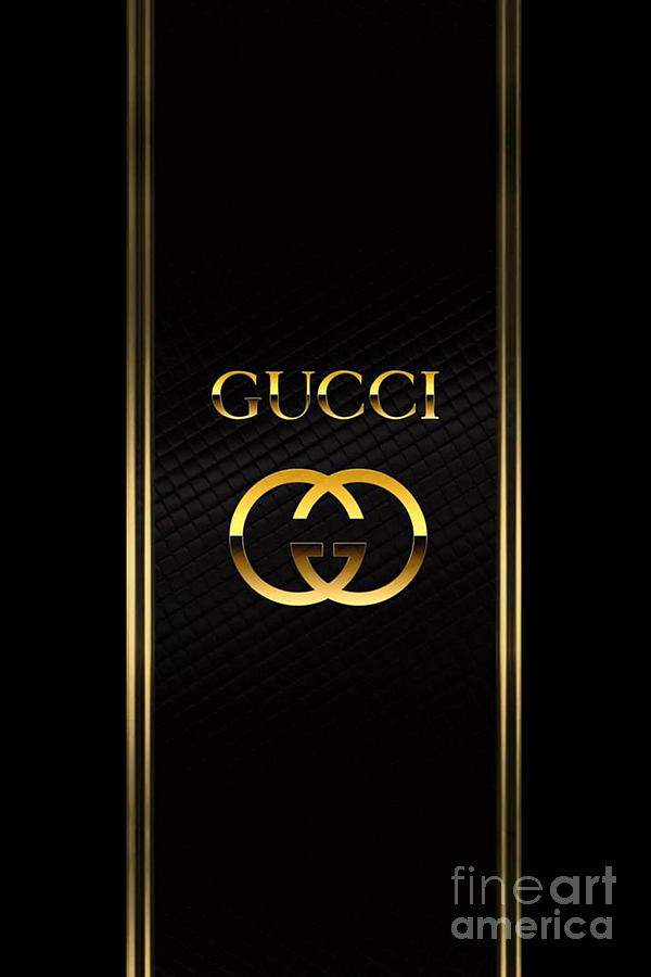 Gucci Black Gold Logo Digital Art by 