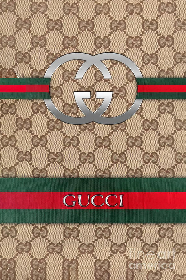 Gucci Logo Brown Pattern Digital Art by 