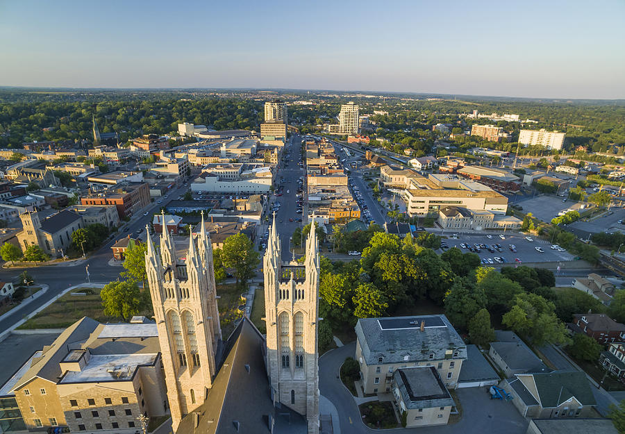 Guelph Aerial Cityscape with Basilica of Our Lady Immaculate in the Foreground Photograph by Wei Fang