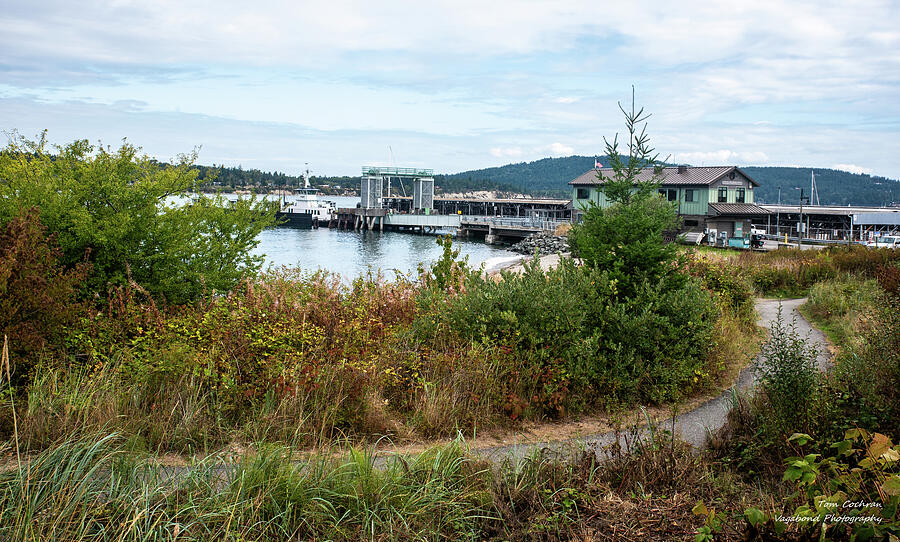 Quaint Harbor View Photograph - Guemes Island Ferry and Kiwanis Park Path by Tom Cochran