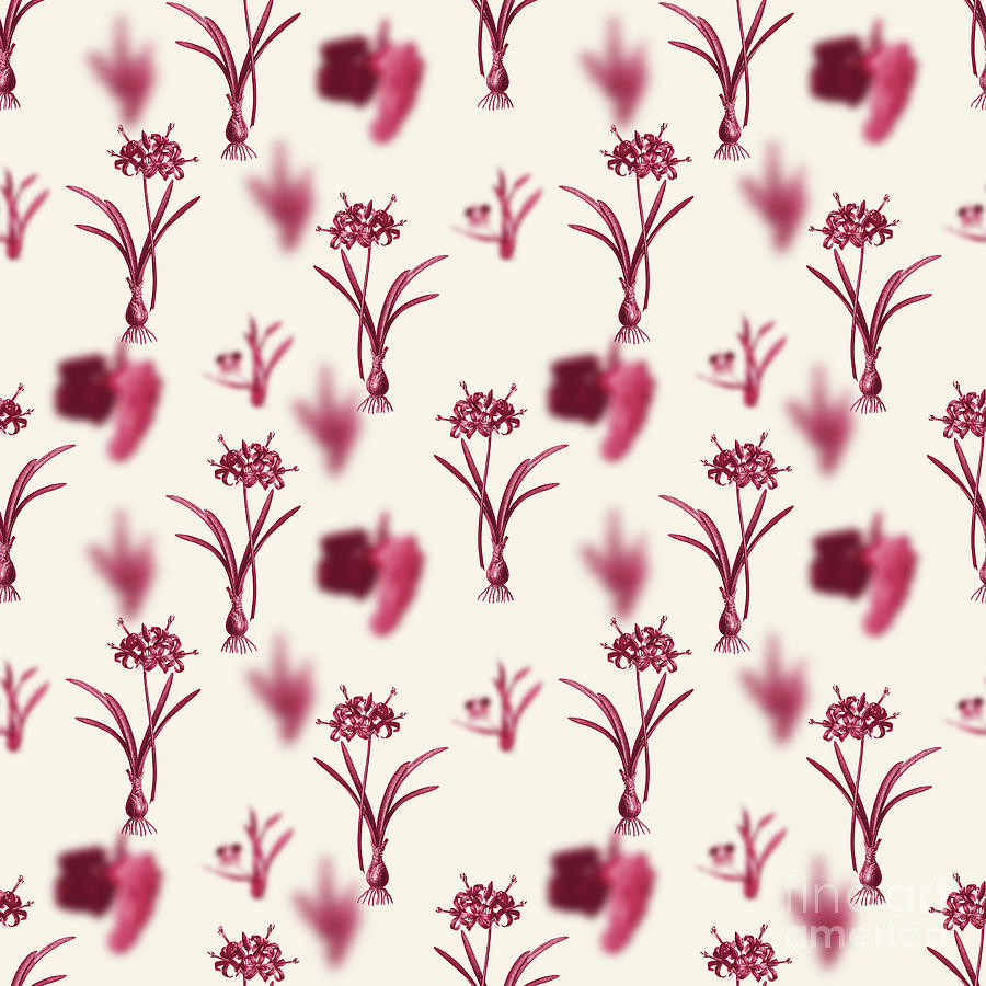 Guernsey Lily Botanical Seamless Pattern In Viva Magenta N.1205 Mixed Media