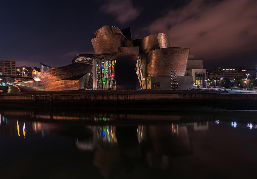 Guggenheim Bilbao After Dark Photograph by Linda Villers