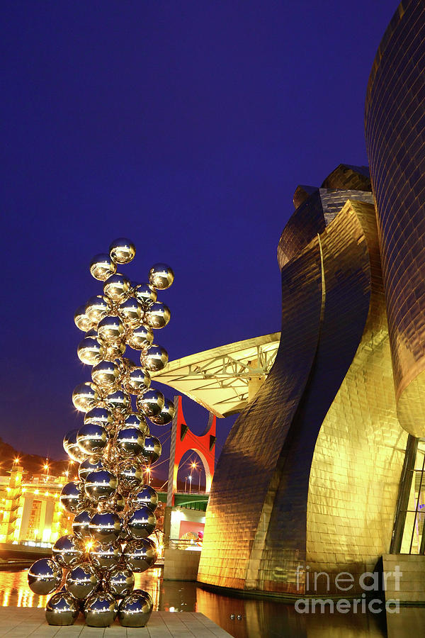 Guggenheim Museum Blue Hour Bilbao Spain Photograph by James Brunker