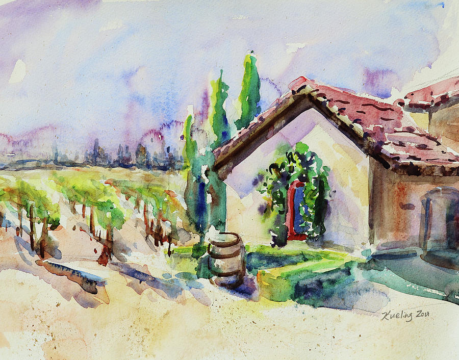 Guglielmo Winery Morgan Hill California Painting by Xueling Zou